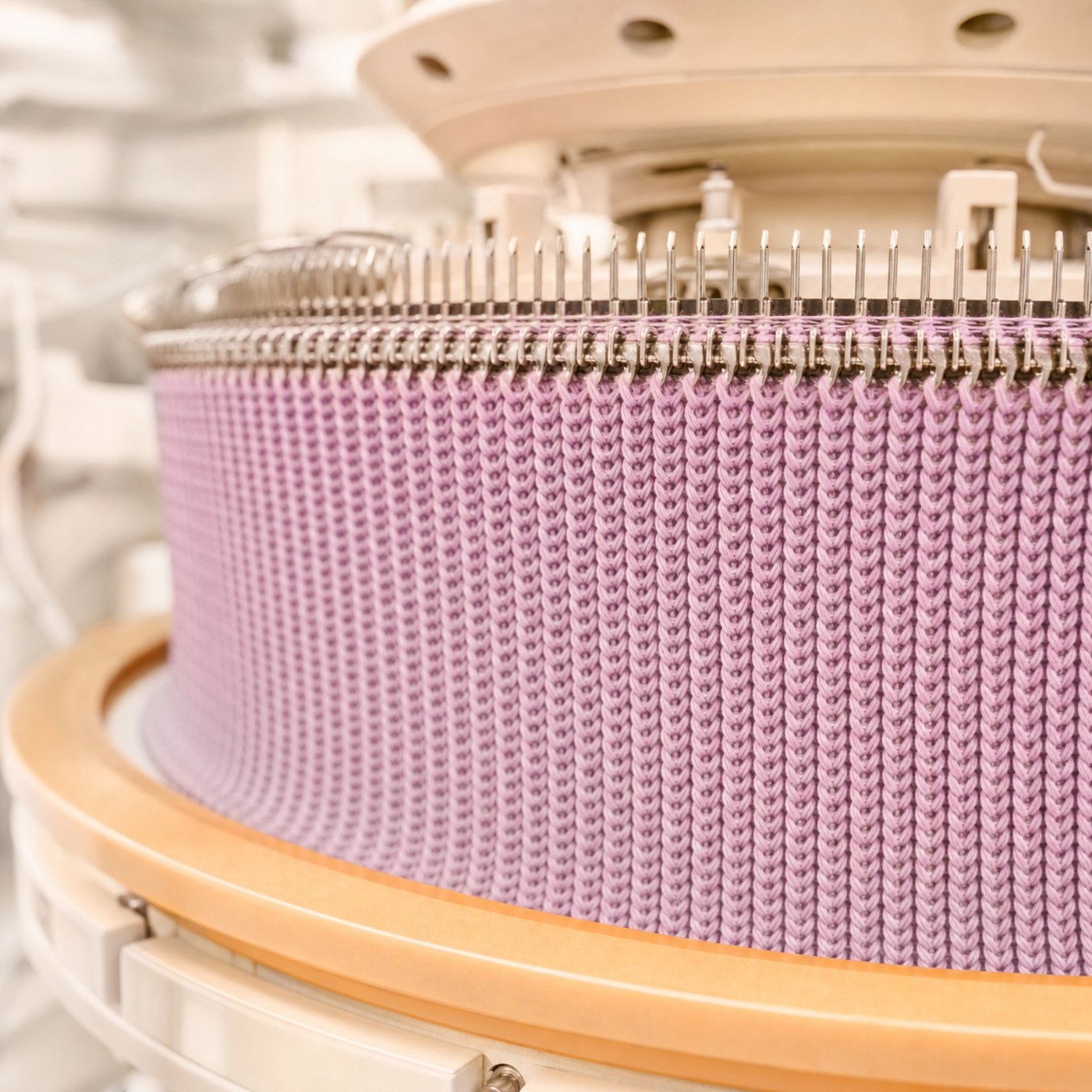 Seamless tube on knitting machine